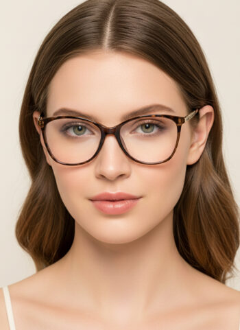 2157 Luxury Chain Embellished Cat-Eye Optical Glasses Frame for Women