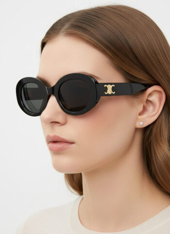 3948 Polarized TR90 Oval Sunglasses with Gold Logo Accent