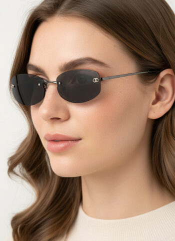 20487 Minimalist Rimless Sunglasses with Gradient Lenses