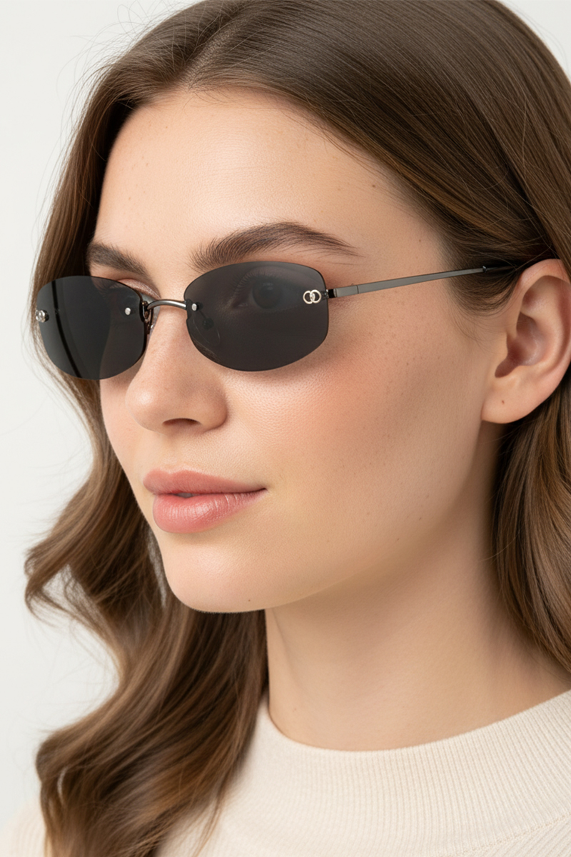 20487 Minimalist Rimless Sunglasses with Gradient Lenses