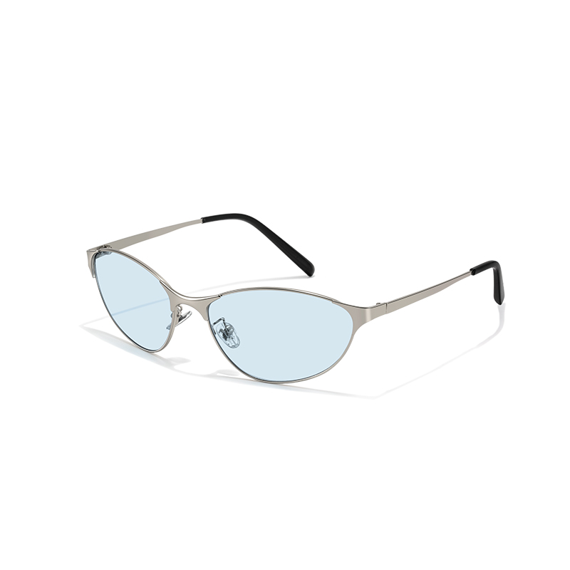 12006 Y2K Style Slim Metal Oval Sunglasses - Narrow Retro Design - Image 4