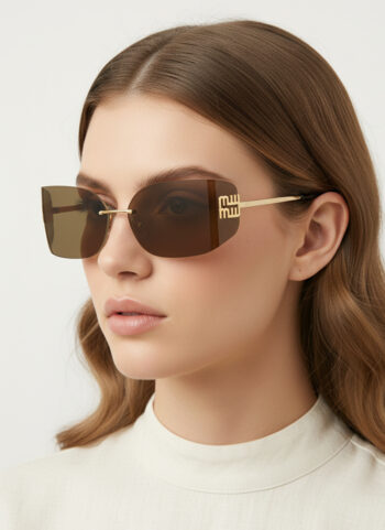 5849 Luxury Cut-Edge Shield Sunglasses - Bold Gold Logo Accent