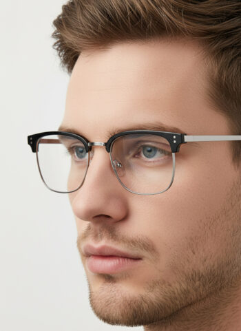 8038 Vintage Clubmaster Eyeglasses - Retro Half-Rim Browline Frame