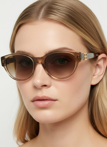 11531 Chic Narrow TR Cat Eye Sunglasses with Geometric Temple Logo