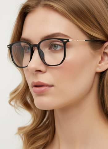 01250 Modern Polygon Optical Glasses - Translucent Metal Arms