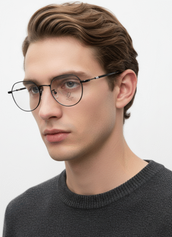 90060 Chic Geometric Metal Anti-Glare Glasses - Trendy & Light