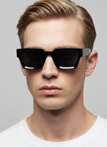 77259 Amazon bestseller Square Sunglasses - Bold Black Frame, Trendy Flat Top & UV Protection