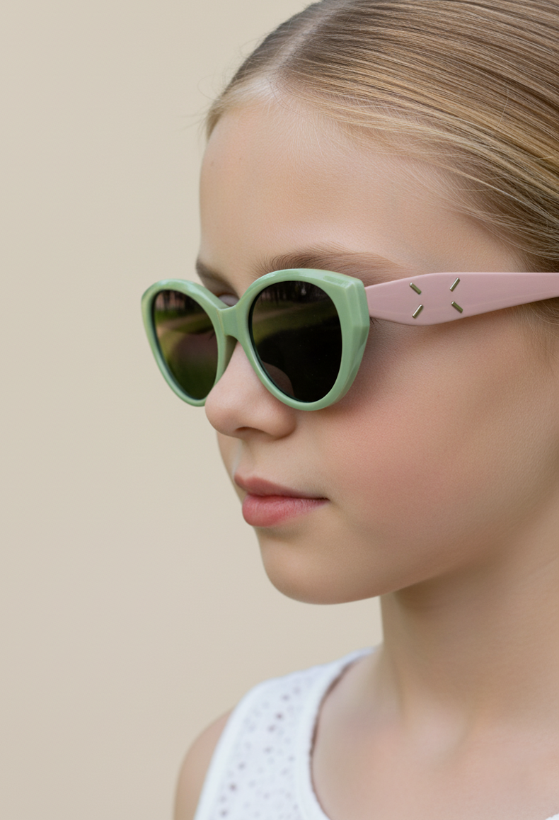 507551 Chic Kids' Cat-Eye Sunglasses - UV Protection & Trendy Two-Tone Design