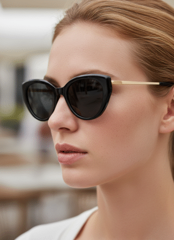 2220 Vintage Cat Eye Sunglasses with Slim Gold-Tone Temples