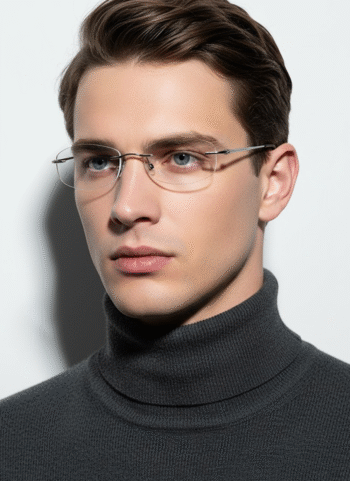 9014 Minimalist Rimless Oval Glasses - Ultra-Light Metal Eyeglasses for Men & Women